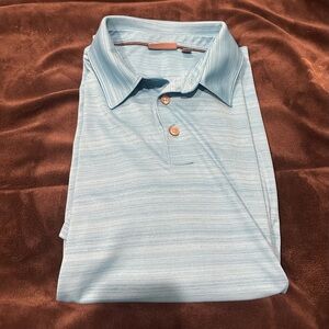 Ashworth Sky Blue Striped Polo Shirt